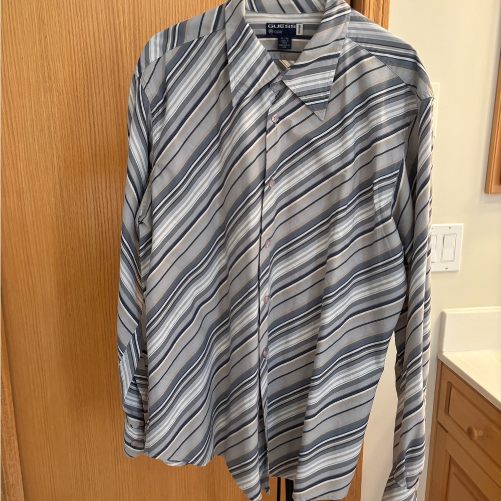 Guess Multicolor Striped Button-Up Shirt - Large